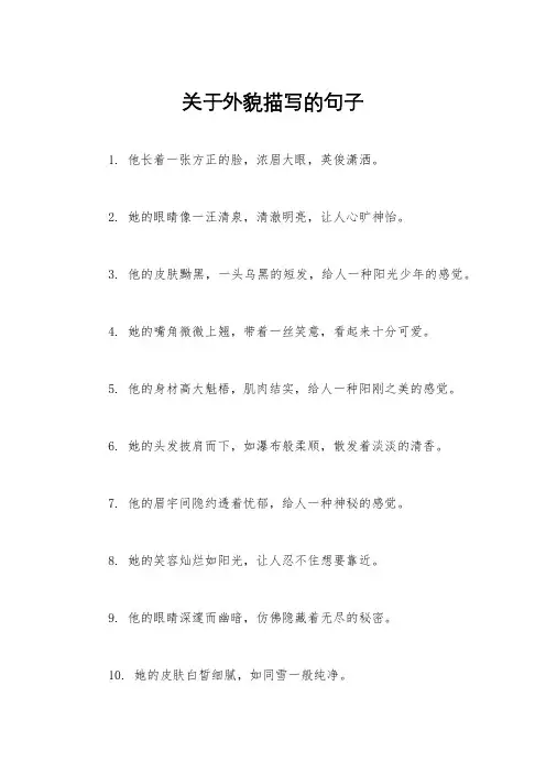 关于外貌描写的句子
