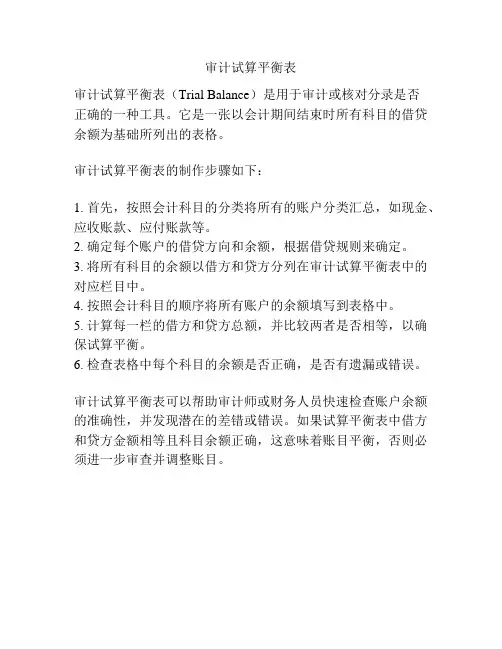 审计试算平衡表