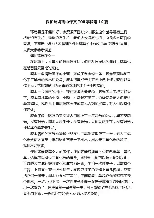 保护环境初中作文700字精选10篇