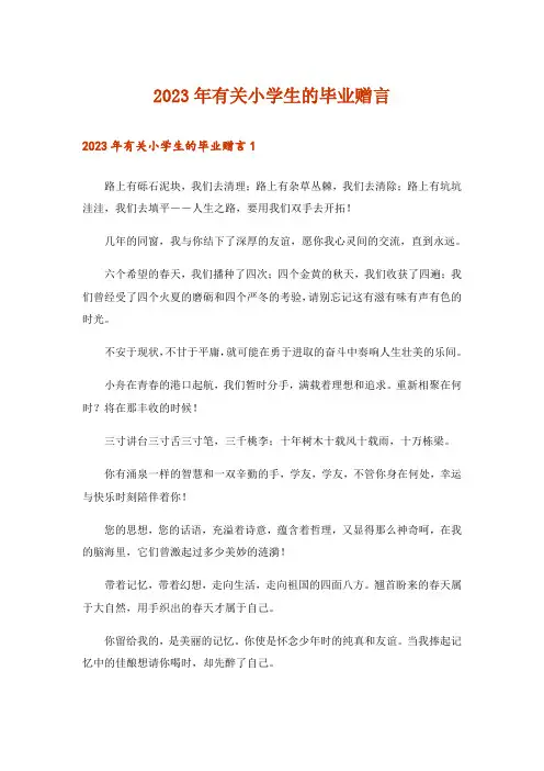 2023年有关小学生的毕业赠言