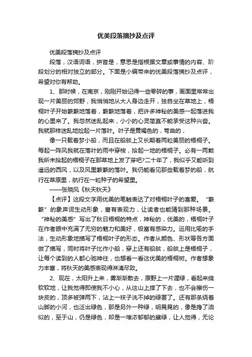 优美段落摘抄及点评