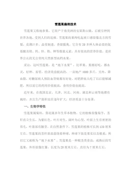 雪莲果栽培技术