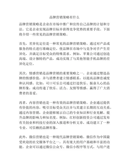 品牌营销策略有什么