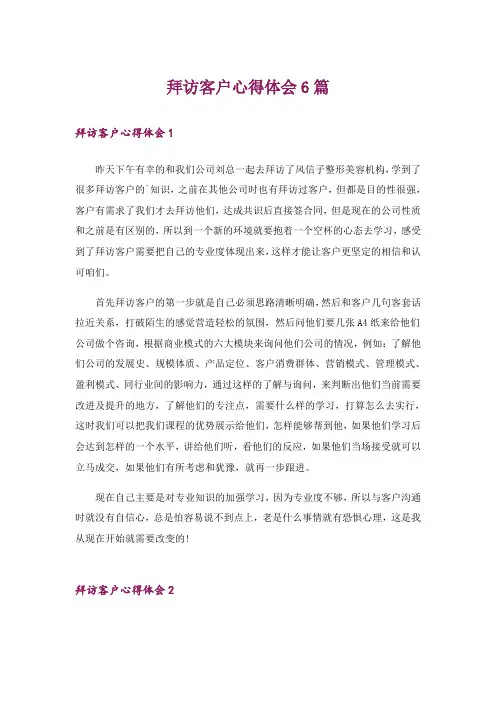 拜访客户心得体会6篇