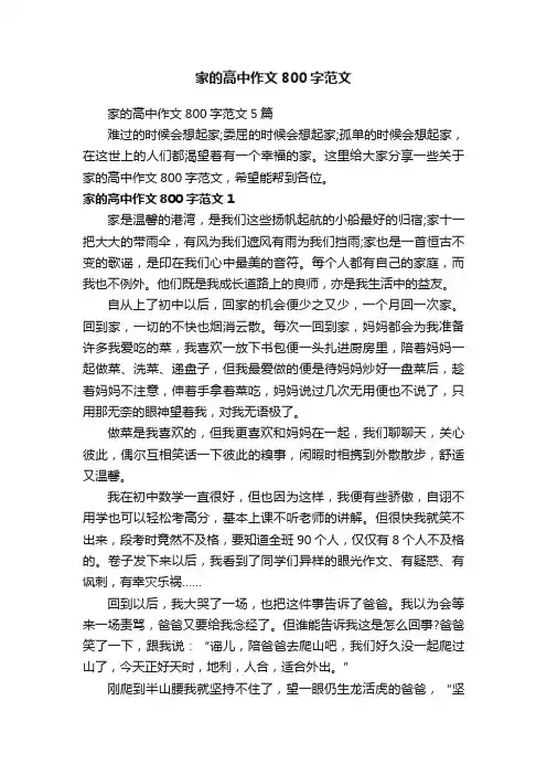 家的高中作文800字范文