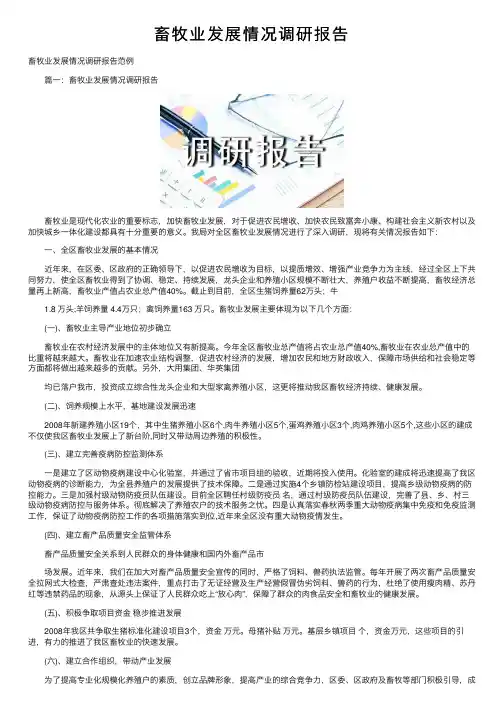 畜牧业发展情况调研报告