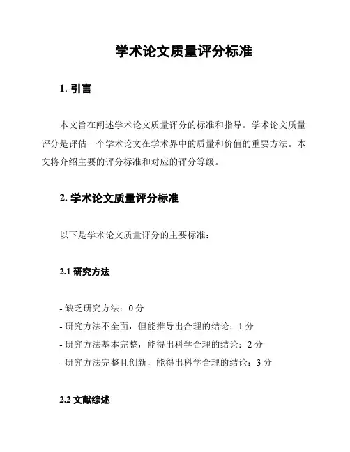 学术论文质量评分标准