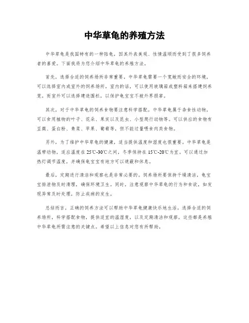 中华草龟的养殖方法