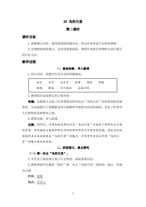《鸟的天堂》精品教案(第二课时)