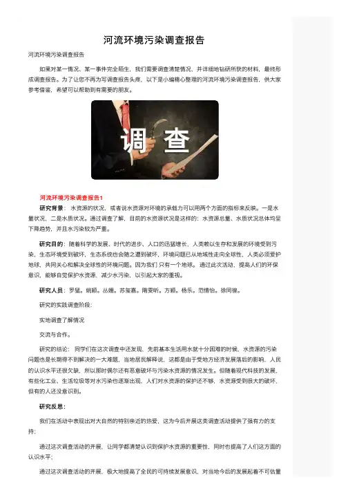 河流环境污染调查报告