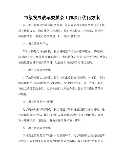 市级发展改革委员会工作项目优化方案
