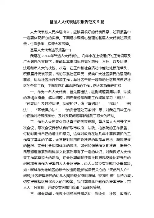 基层人大代表述职报告范文5篇
