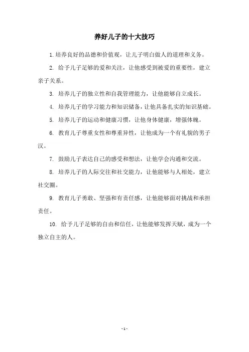 养好儿子的十大技巧