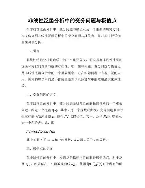 非线性泛函分析中的变分问题与极值点