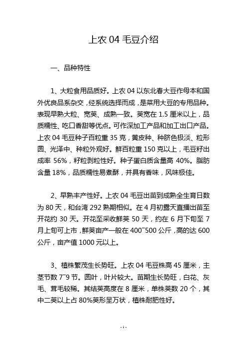 上农04毛豆介绍