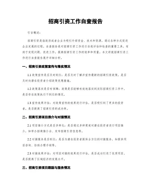 招商引资工作自查报告 (2)