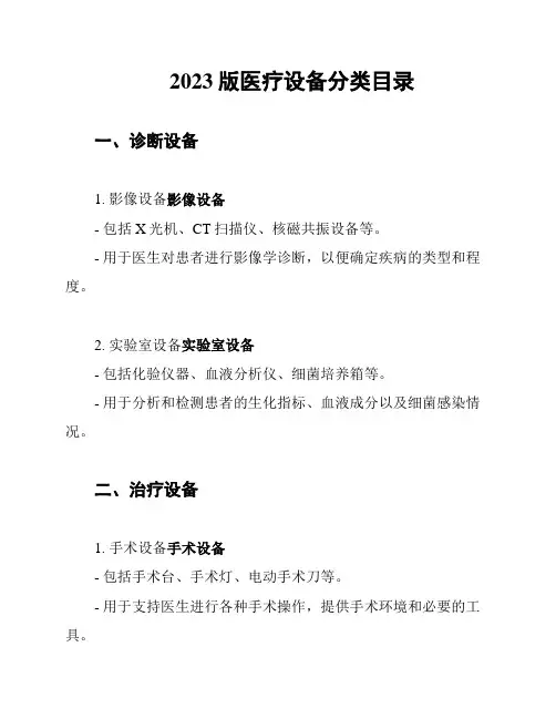 2023版医疗设备分类目录