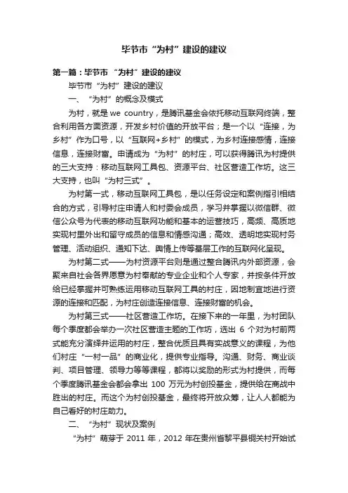 毕节市“为村”建设的建议