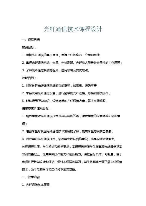光纤通信技术课程设计