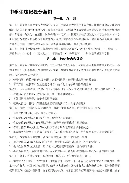 【2019年整理】中学生违纪处分条例