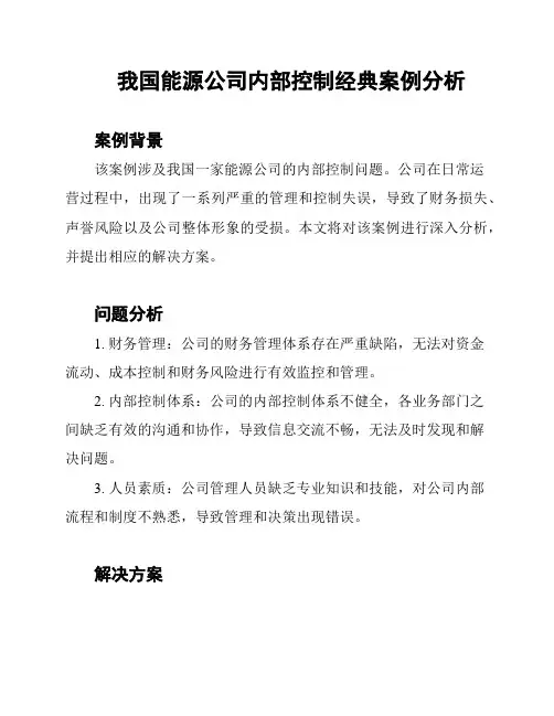 我国能源公司内部控制经典案例分析