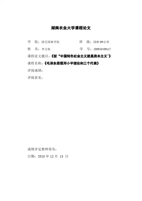 驳“中国特色社会主义就是资本主义”