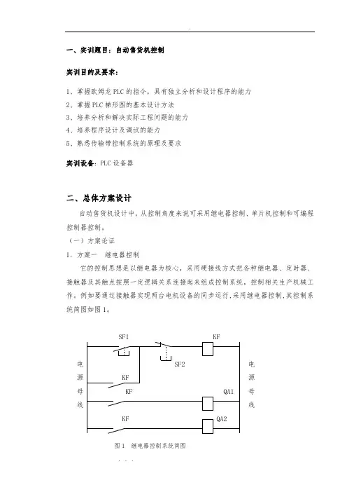 基于PLC的自动售货机的设计说明