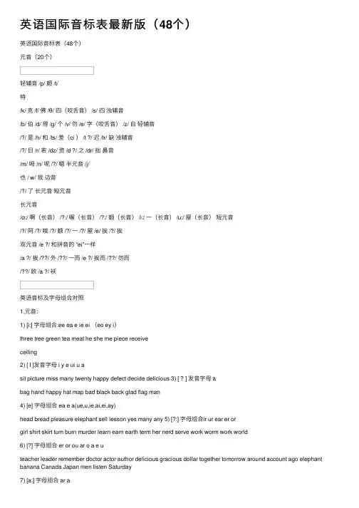 英语国际音标表最新版（48个）