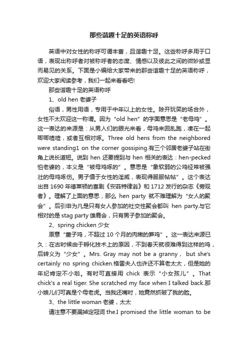 那些谐趣十足的英语称呼