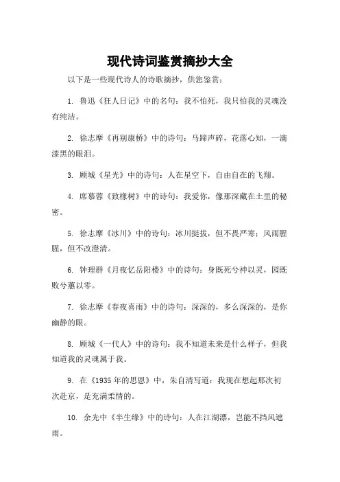 现代诗词鉴赏摘抄大全