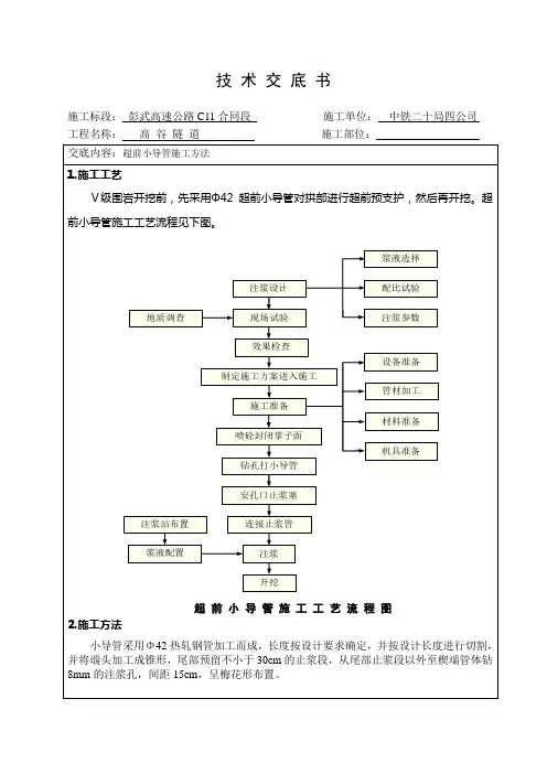 超前小导管技术交底