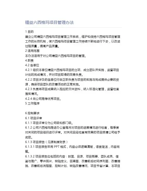 精益六西格玛项目管理办法