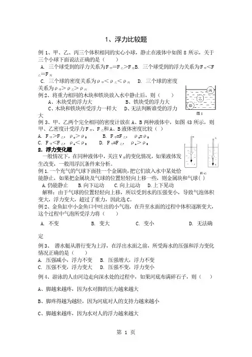 中考物理浮力各种题型word资料15页