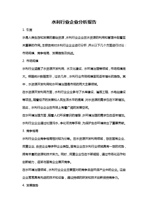 水利行业企业分析报告