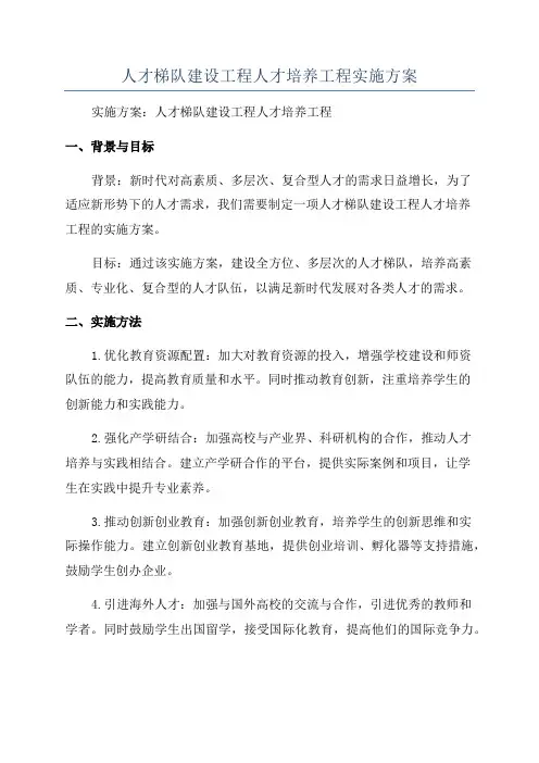 人才梯队建设工程人才培养工程实施方案