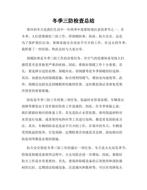 冬季三防检查总结
