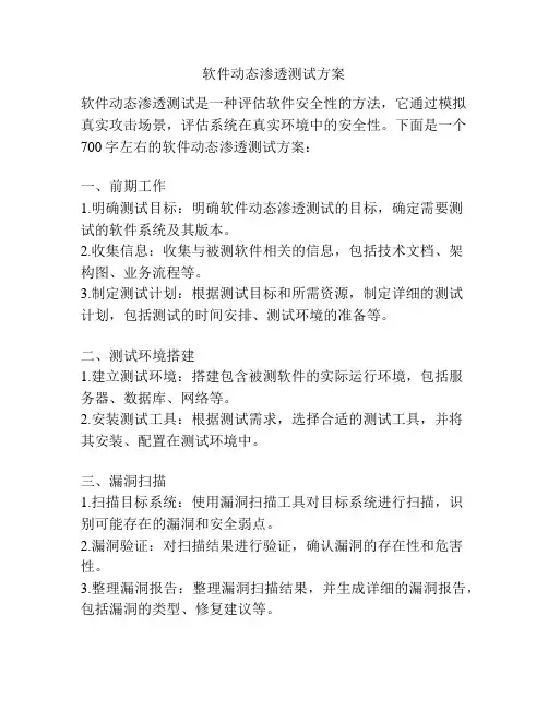 软件动态渗透测试方案