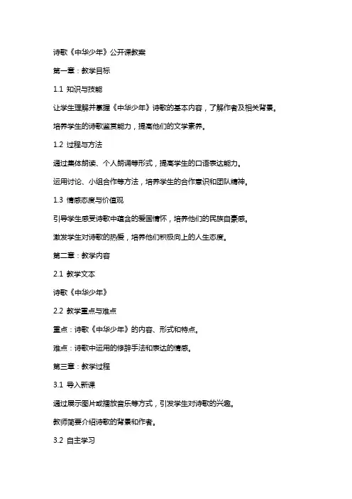诗歌《中华少年》公开课教案