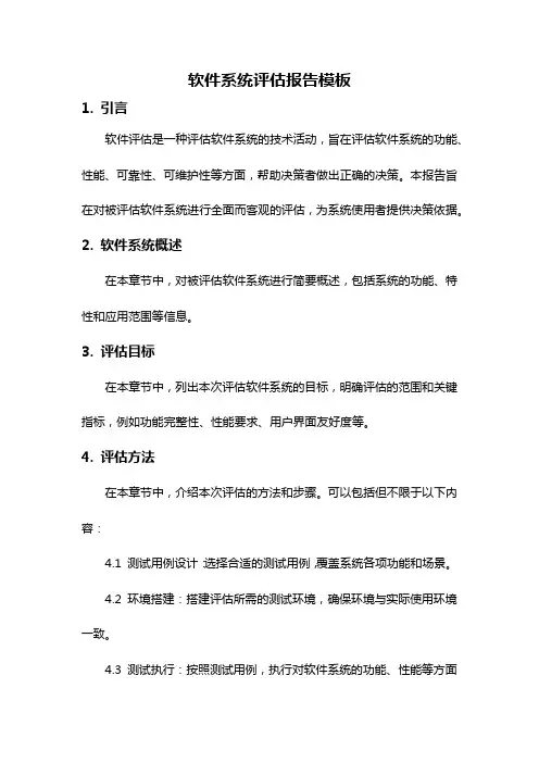 软件系统评估报告模板