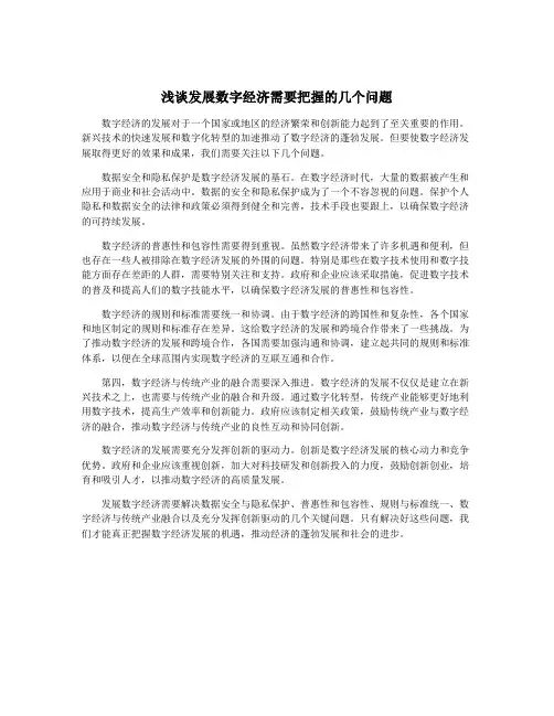 浅谈发展数字经济需要把握的几个问题