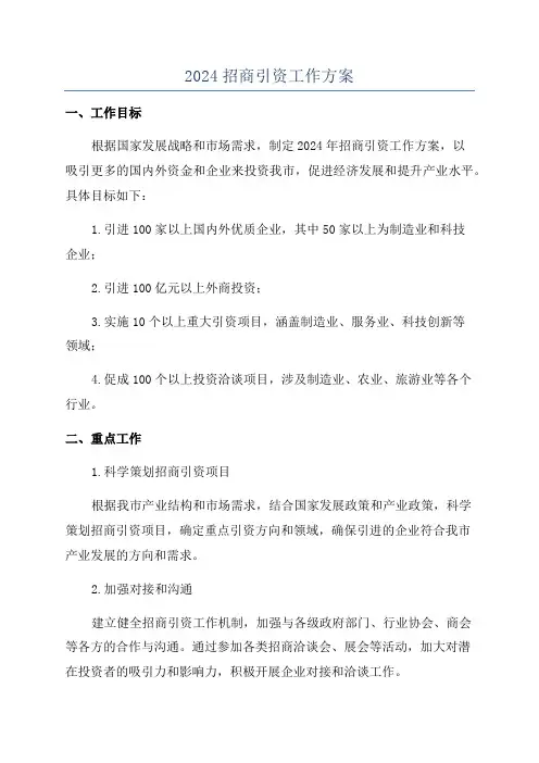 2024招商引资工作方案