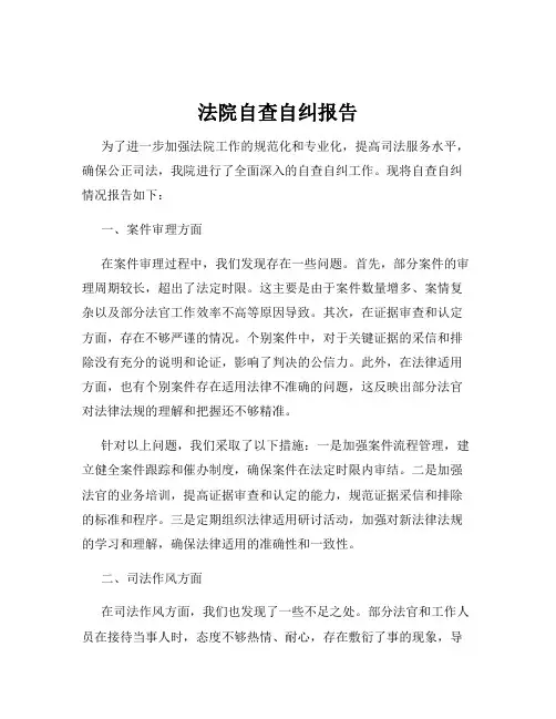 法院自查自纠报告