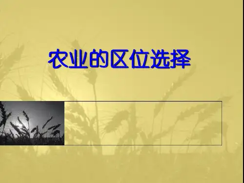 农业区位分析与评价
