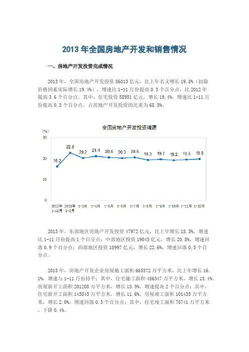 2013年全国房地产开发和销售情况
