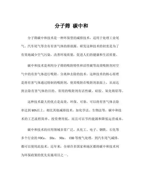 分子筛 碳中和