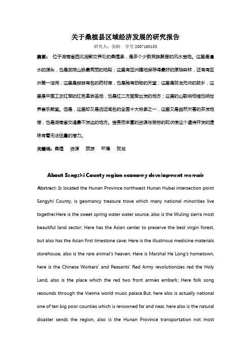 桑植县发展建言