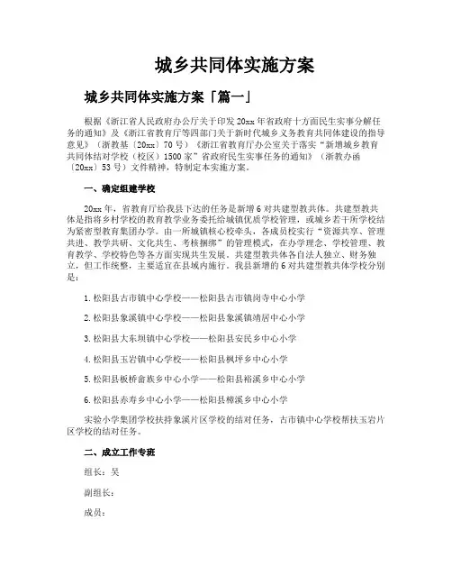 城乡共同体实施方案