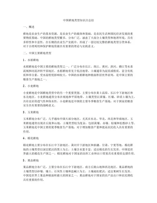中国耕地类型知识点总结