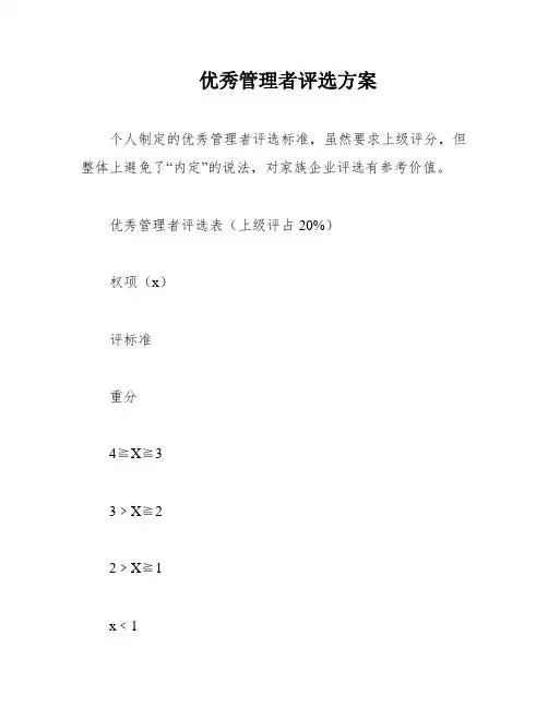 优秀管理者评选方案