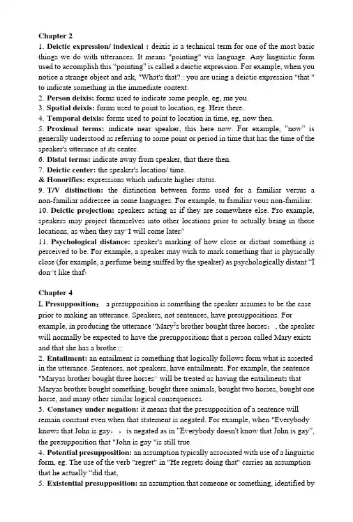 英语专业语用学期末考试复习整理汇总.doc